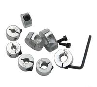 HomeVortex Set di 8 anelli di posizionamento imperiali, collari di fissaggio per albero aperto, per punte di profondità del trapano, manicotti in metallo argentato da 1/8" a 1/2", con viti