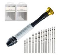 HomeVortex Set di punte per trapano a mano con 20 punte a spirale da 0,8-3,0 mm, strumento manuale con impugnatura in silicone antiscivolo per la creazione di gioielli, legno, resina, modelli e
