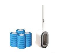 HomeVortex Set di scopino per WC con coperchio automatico e detergente integrato, supporto da parete include 24 testine di ricambio per pulire le ciotole, bianco e grigio (grigio + 24 teste)
