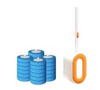 HomeVortex Set di scopino per WC con coperchio automatico e detergente integrato, supporto da parete include 24 testine di ricambio per pulire le ciotole, bianco e grigio (arancione + 24 teste)
