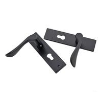 HomeVortex Set di serrature per maniglie per porte in alluminio spaziale nero opaco moderno leva hardware sistema di blocco di sicurezza con chiavi per porte interne esterne apertura sinistra destra