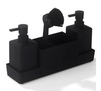 HomeVortex Set organizer per lavello da cucina con due dispenser di sapone da 350 ml, spazzola per la pulizia, spugne multiuso e vassoio rimovibile per piani di lavoro ordinati in casa, bar o