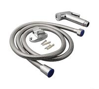 HomeVortex Shattaf Douche - Set spray cromato per bidet, con supporto e tubo da 1,5 m, soffione doccia igienico per anziani, disabili, lavaggio animali domestici, ugello in ABS con parete