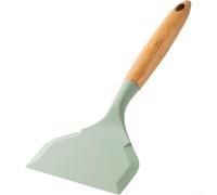 HomeVortex Spatola in silicone con manico in legno, ampia e antiaderente, per padelle e pancake, resistente al calore, strumento da cucina per lanciare uova e pesci (verde)