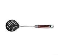 HomeVortex Spatola in silicone con manico in legno e acciaio inossidabile 304, per pentole non necessarie, strumento wok, nero, 41 cm (mestolo per schiumarola)