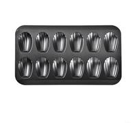 HomeVortex Stampo a 12 cavità in acciaio inox, antiaderente, per biscotti e torte, riutilizzabile per cupcake, muffin, dessert fai da te, colore oro (nero)