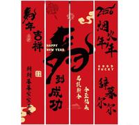 HomeVortex Striscione decorativo rosso tradizionale cinese per Capodanno, per vetrine, negozi, feste, 60 x 125 cm a 30 x 190 cm, tema anno cavallo (HY-XNGB-14)