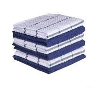 HomeVortex Strofinacci da cucina in morbida spugna di cotone, altamente assorbenti, lavabili in lavatrice, per asciugare piatti e piani di lavoro, 30,5 x 30,5 cm (griglia blu)