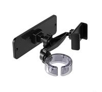 HomeVortex Supporto da parete per telefono con doppio morsetto, supporto per cucina e bagno in ABS per cucinare e ricette, supporto salvaspazio a doppio scopo, nero, 17 x 6 x 5,2 cm