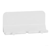 HomeVortex Supporto da parete per telefono con foro di ricarica, supporto autoadesivo per cucina e bagno, doppio gancio per chiavi, adatto per iPhone e Samsung fino a 6,5 pollici, ABS bianco 14 x 3 x