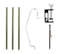 HomeVortex Supporto per luce da campeggio in lega di alluminio con altezza regolabile 61,5-125,5 cm, palo portatile per lanterna con gancio in acciaio inossidabile, per esterni, tenda da tavolo