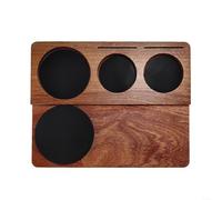HomeVortex Supporto per pressino caffè in legno per portafiltro 51 54 58 mm, organizer distributore espresso 5 in 1 con spazzola e disco, stazione bar marrone