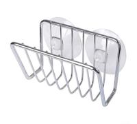HomeVortex Supporto per spugna per lavello in metallo, per lavello da cucina, scolapiatti in acciaio inox con ventosa, organizer salvaspazio per spazzole per piatti, argento, 6 x 11 x 8 cm (argento)