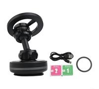 HomeVortex Supporto per telefono da auto a energia solare, con forte ventosa, supporto magnetico, per cruscotto parabrezza, rotazione a 360 gradi, nero