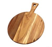 HomeVortex Tagliere in legno, 40 x 30 x 2 cm, per pizza | Blocco da taglio rotondo double-face con manico, per salsicce, carne, verdure
