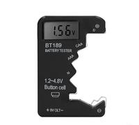 HomeVortex Tester per batteria con display LCD, rilevatore di tensione digitale portatile, per batterie C AA, AAA, D, N, 9 V, 6F22 e batterie a bottone, schermo trasparente (nero)
