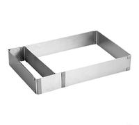 HomeVortex Torta quadrata regolabile, per anello, cornice per mousse in acciaio inox, 15-28 cm, strumento di cottura rettangolare antiaderente, per pan di spagna, crostata, pizza, professionale (1 set