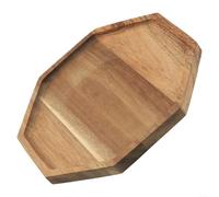 HomeVortex Vassoio da portata ottagonale in legno di acacia, per cibo e bevande, decorazione per la colazione a letto, lucido, per bordo, casa, cucina, tavolo da pranzo, centrotavola, 24 cm (grande)