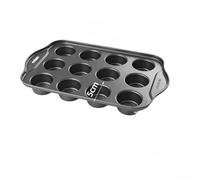 HomeVortex Vassoio per muffin con 12 cavità quadrate, in acciaio al carbonio resistente, rivestimento antiaderente, adatto al forno, 32,9 x 20,5 cm (B)