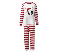 Homewear - Set di famiglia alla moda natalizia con motivo a righe rosse, stampa a lettere per piacevoli momenti di famiglia a casa durante le festività, Colore: rosso, XXL