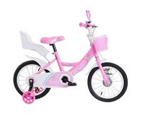 homewell 14 Pollici Bici per Ragazza, Piccola Principessa in Rosa, Bicicletta Bambino per 2-8 anni, Velo Regolabile in Altezza con Ruote Stabilizzatrici Rimovibili, Cestello, Sedile per Giocattolo e