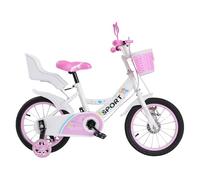 Homewell 16 Pollici Bici per Ragazza, Piccola Principessa in Rosa, Bicicletta Bambino per 2-8 anni, Velo Regolabile in Altezza con Ruote Stabilizzatrici Rimovibili, Cestino, Sedile per Giocattolo e