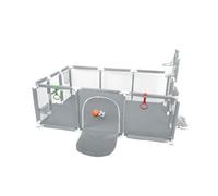 homewell 180 x 120 cm, box per bambini con calcio, basket, pompa ad aria, linguette e ventose, playpen, ingressi per bambini con chiusura lampo (grigio scuro)