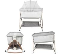 homewell 2 en 1 Lit Cododo Bebe Pliable, Berceau Cododo 0-30 Mois, 6 Réglages de Hauteur, Berceau bébé Mobile Lit d'Appoint, Grand Panier, Apportez UNE moustiquaire (Blanc, 90 x 60 x (90-115) cm)