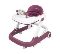 Homewell Guida per primi passi 2 in 1, per bambini, con schienale alto, tavolo da gioco rimovibile e tettuccio parasole, regolazione dell'altezza, sedia per bambini dai 6 mesi in su, rosso rosa