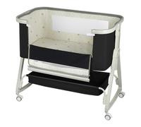 homewell Lettino 2 in 1 per bambini e culla con zanzariera, regolabile in altezza in 6 posizioni e regolazione dell'inclinazione, per casa e in viaggio (nero)