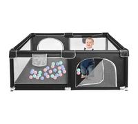 Homewell Parco per bambini sicuro, 120 x 160 cm, area giochi mit 2 accesso laterale con cerniera, cancelletto per bambini, borsa per il trasporto (nero)