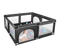 Homewell Parco per bambini sicuro, 180 x 150 cm, area giochi mit 2 accesso laterale con cerniera, cancelletto per bambini, borsa per il trasporto (nero)