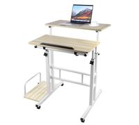 homewell Scrivania per computer, scrivania seduta in piedi regolabile con vassoio per computer, PC Gaming Tavolo, telaio in metallo, per studiare, giocare, lavorare, camera da letto, impermeabile (60+