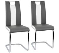 homewell Set di 2 sedie da pranzo con rivestimento in ecopelle, schienale alto con braccioli, sedia basculante, per sala da pranzo e cucina, sedie da cucina (grigio scuro + bianco)