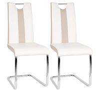 homewell Set di 2 sedie da pranzo moderne, da cucina, da pranzo, con schienale alto con manico, struttura in metallo cromato, 39,5 x 49,5 x 98,5 cm