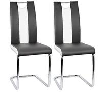 homewell Set di 2 sedie da pranzo moderne, da cucina, da pranzo, con schienale alto con manico, struttura in metallo cromato, 39,5 x 49,5 x 98,5 cm