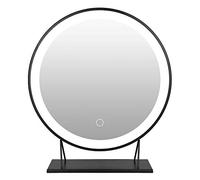 homewell Specchio per il trucco con illuminazione Specchio per il trucco rotondo con luce LED specchio da tavolo grande (nero Φ50cm) (luce bianca fredda)