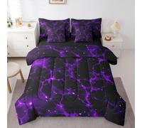 Homewish 7 Pezzi Set Lenzuola Letto Singolo Crepa Viola Neon