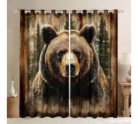 Homewish Bear - Tende oscuranti 30-50%, a tema caccia, set di 2 pannelli, 132 x 150 cm, tende rustiche per finestre di cabine e logge, per camera da letto e soggiorno