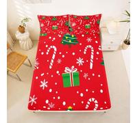 Homewish Christmas Candy Cane King Size Lenzuolo con angoli