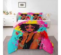 Homewish Cool Afro Melanin Princess King - Set copripiumino e 2 federe