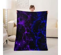 Homewish Coperta di flanella viola blu con venature 228,6 x 228,6 cm per | Linee moderne coperte in pile al neon per camera da letto ufficio incandescente Lava Texture Fuzzy peluche per divano viaggio