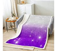 Homewish Coperta Galaxy Sherpa 50 ''x 60'' Glitter Stars Paillettes Coperta in pile Ombre Tie Dye Coperta per bambini ragazze adolescenti donne sfumato cielo stellato calda morbida e accogliente cope