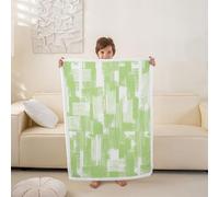Homewish Coperta in pile a righe verde Ombre 152x203cm per divano | Coperta Sherpa morbida e calda con graffiti astratti stile pittura a olio pelosa per camera da letto ufficio