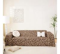 Homewish Copridivano con stampa leopardata Boho 180 x 381 cm per 2 3 4 | Copridivano da donna marrone caldo marrone chiaro, motivo animali safari, protezione per divano classico da fattoria
