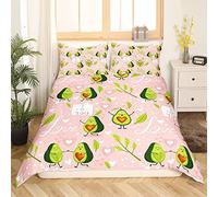 Homewish Copripiumino per bambini e ragazze, motivo avocado, copripiumino singolo, con motivo a foglie tropicali, con foglie di frutti tropicali, con motivo a foglia botanica + 1 federa