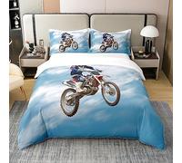 Homewish Cotone, copripiumino per bicicletta, tutto il terreno, ragazzo adolescente, set da letto 220 x 240 moto, set di biancheria da letto sportivo estremo, copri letto moto per soggiorno camera e