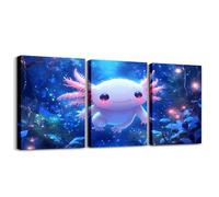 Homewish Cute Salamander 40x30cmx3Pcs Wall Art Dreamy Animal Cartoon Salamander dipinti rosa Kawaii Newt tela Wall Art Woodland Wildlife Botanical Pictures per soggiorno