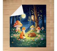 Homewish Fox and Bear - Coperta in flanella per bambini, 76 x 101 cm