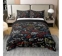 Homewish Just Contempo - Set copripiumino singolo, 100% cotone le, formula matematica, morbido e traspirante, set di biancheria da letto per la decorazione della camera da letto, 1 federa, nero